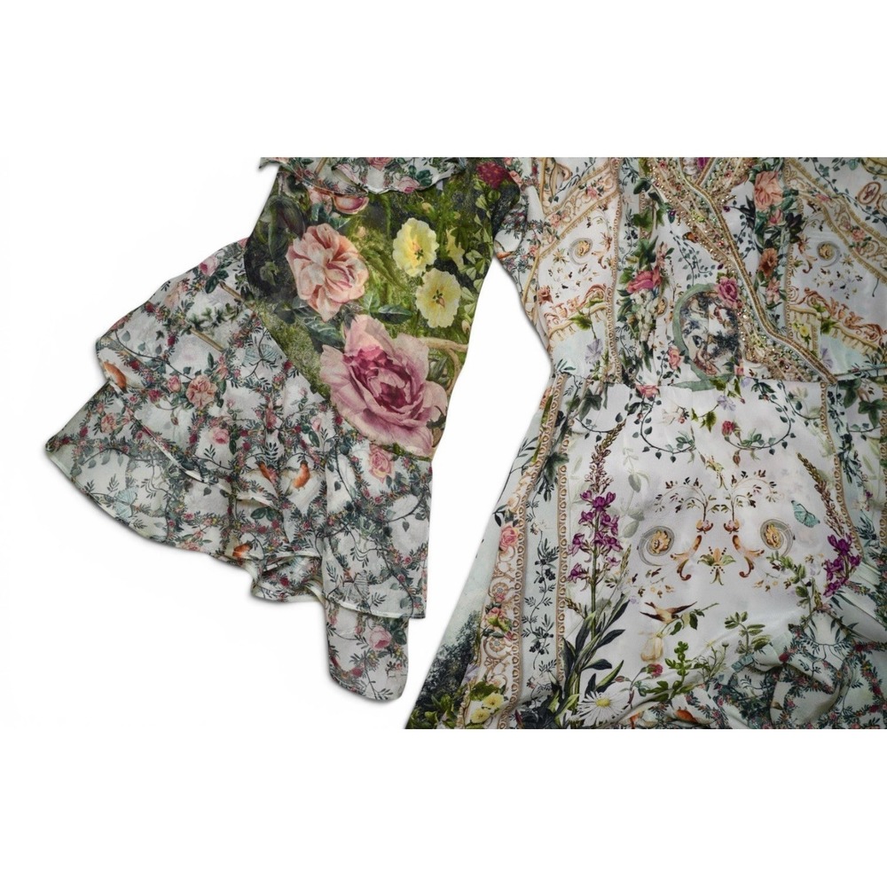CAMILLA Renaissance Romance Embellished 100% Silk Wrap Mini Dress NWT L - Picture 3 of 14